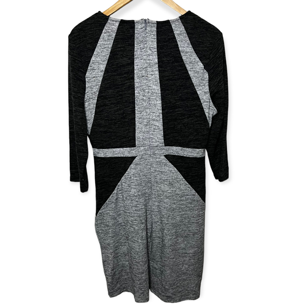 Neesha Women's Heathered Dark & Light Gray Knit Sweater Dress Round Neck Size L - Picture 2 of 14
